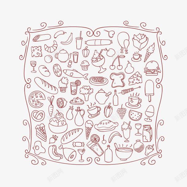 食品底纹png免抠素材_新图网 https://ixintu.com 卡通 底纹 手绘 背景 西餐厅 餐饮