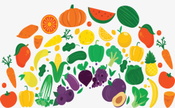 果蔬彩虹彩虹桥健康饮食果蔬矢量图高清图片