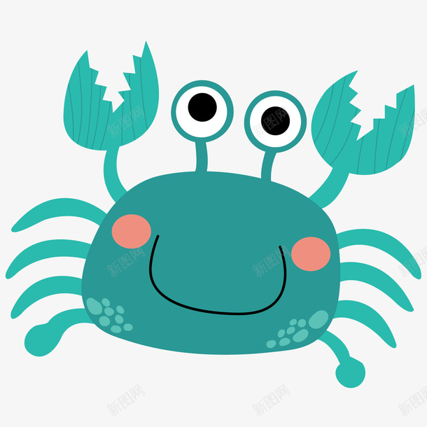 卡通绿色的螃蟹矢量图ai免抠素材_新图网 https://ixintu.com 动物设计 卡通 海洋动物 绿色 螃蟹 矢量图