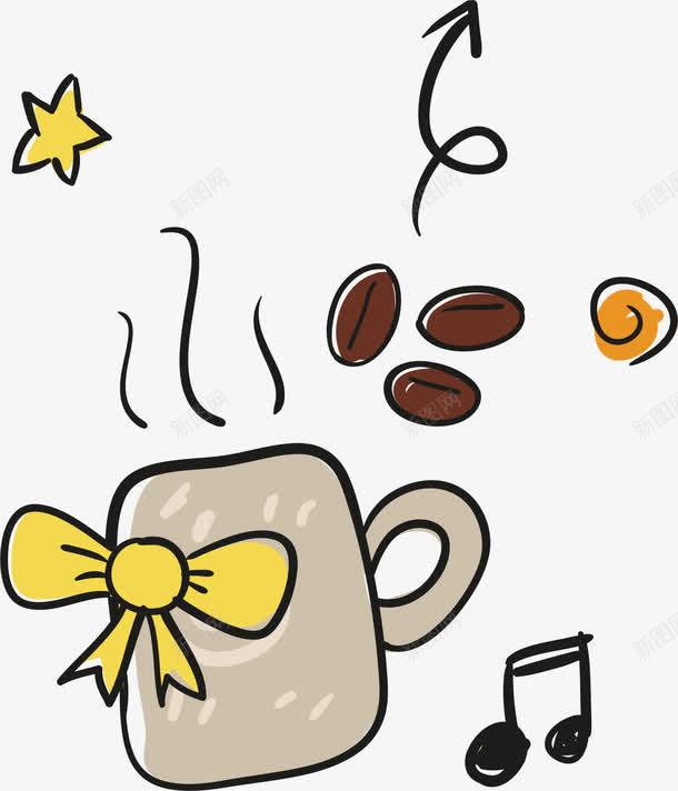 黄色蝴蝶结咖啡杯png免抠素材_新图网 https://ixintu.com 咖啡杯 咖啡豆 手绘咖啡杯 手账咖啡 手账美食 矢量素材