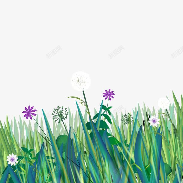 春天的野花png免抠素材_新图网 https://ixintu.com 小草 小野花 紫色 绿色 遍地野花