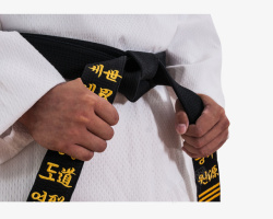 示范跆拳道腰带系法打结方法高清图片