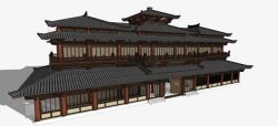 中式汉唐仿汉古建筑影视城素材