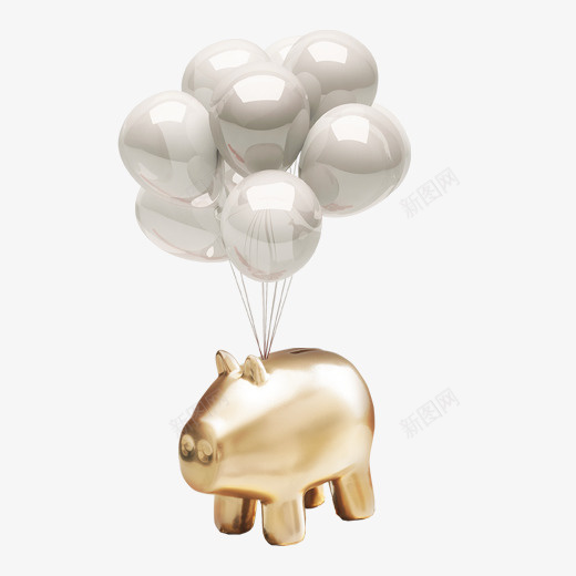 金色创意气球小猪元素psd免抠素材_新图网 https://ixintu.com 光泽 小猪 气球 渐变 质感 金猪 金色 飞舞