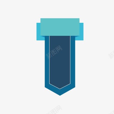 蓝色柱形商务标签图标图标