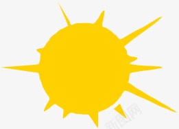 黄色放射太阳形状卡通效果图标图标