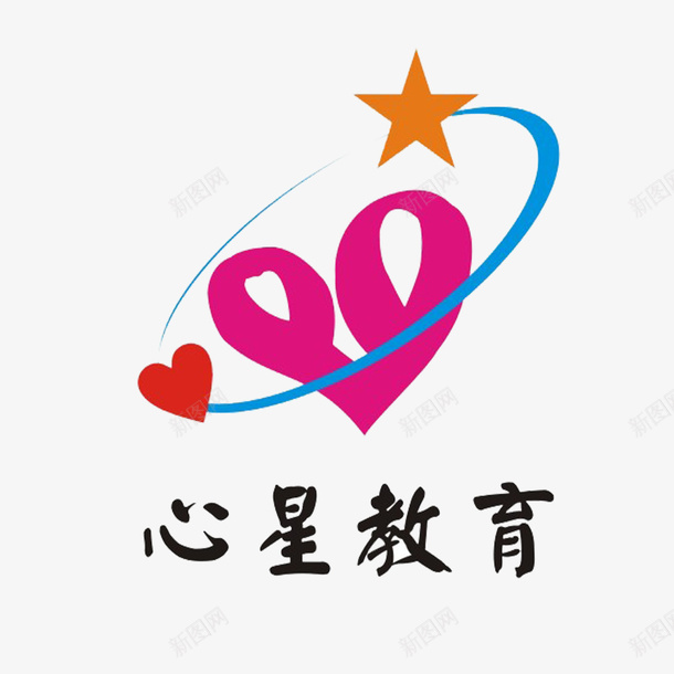 心形学院标志星星psd免抠素材_新图网 https://ixintu.com 同学 大学 学院标志 心星教育 粉色 绿色学院 老师 蓝色