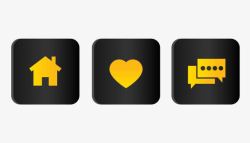 创意黑色导航栏黄色渐变心形网页导航按钮图标高清图片