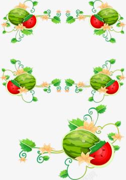 绿色西瓜素材手绘西瓜藤高清图片