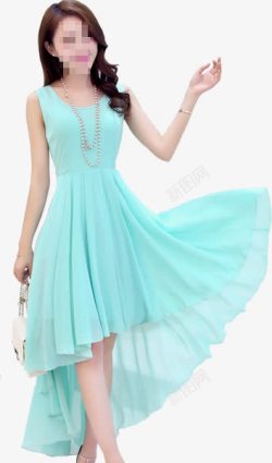 蓝色长裙png淘宝雪纺长裙高清图片
