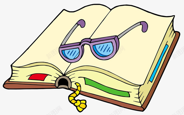 书本上的眼镜png免抠素材_新图网 https://ixintu.com 丰富知识 书 书模 卡通手绘 学习 学生上课 掌握 看书 知识 课本