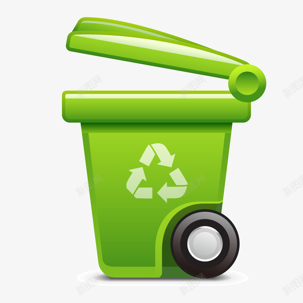 卡通可回收垃圾垃圾桶矢量图ai免抠素材_新图网 https://ixintu.com 卡通 可回收垃圾 垃圾分类 垃圾桶 绿色 矢量图