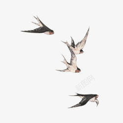 麻雀燕子手绘鸟中国风高清图片
