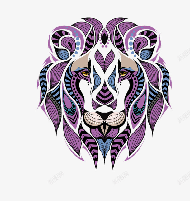 狮子胸前印花图案图标png_新图网 https://ixintu.com T恤 logo 动物 印花 威武 帅气 服装设计 狮子 精美 精良 紫色 设计感