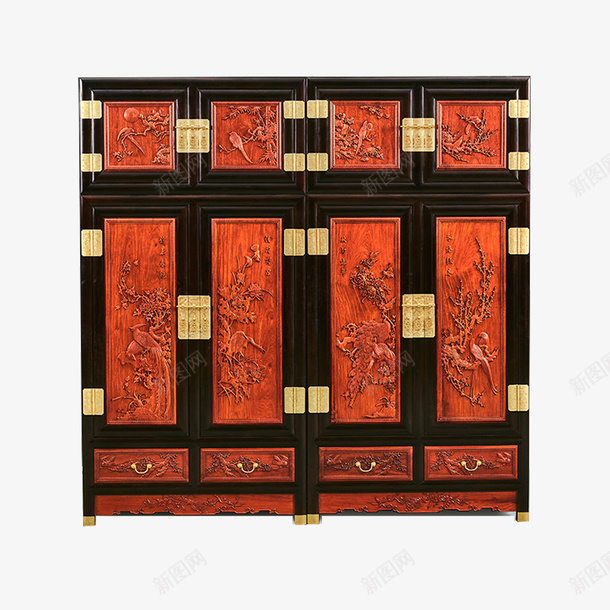 经典红色衣柜元素png免抠素材_新图网 https://ixintu.com 中式家具 中式家居 家居生活 新中式衣柜 木头加工 红木衣柜 经典柜子