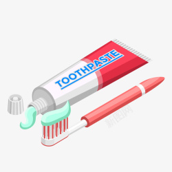 牙刷手绘牙刷牙膏装饰高清图片