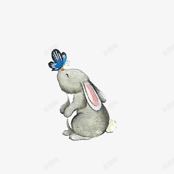 和蝴蝶玩耍小兔子png免抠素材_新图网 https://ixintu.com png免抠图 兔子简笔画 动物 卡通 小兔子 手绘 毛绒 蝴蝶