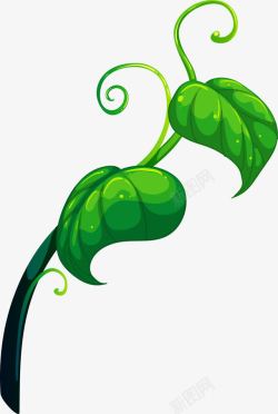 绿色豆茎春天卡通绿色藤蔓高清图片
