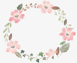 草圈框架粉色美丽春季自然花环高清图片