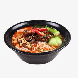 香辣米线黑色碗里的食物米线高清图片