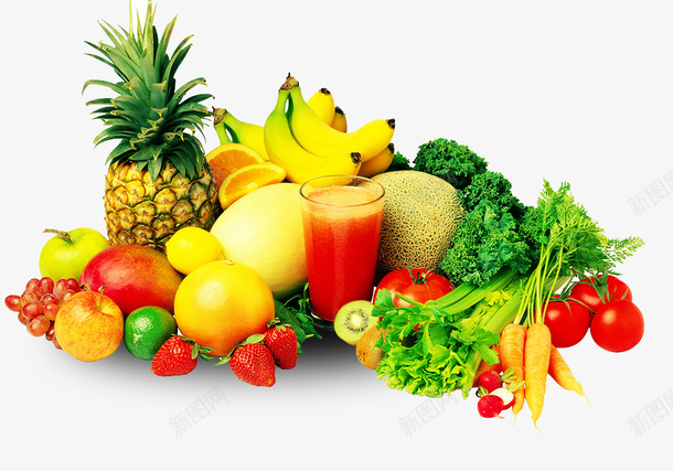 美味的营养水果和蔬菜psd免抠素材_新图网 https://ixintu.com 多种颜色的 富有营养 果汁 水果 美味的 蔬菜