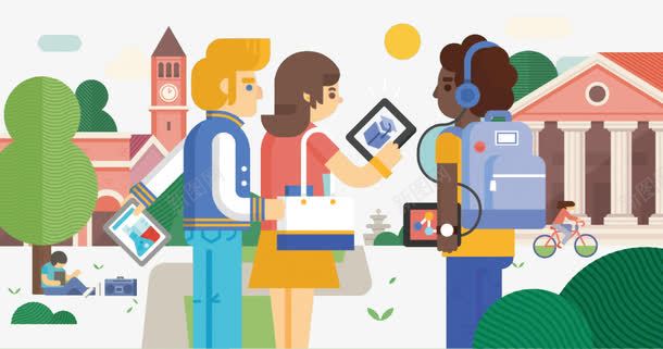 扁平化大学场景png免抠素材_新图网 https://ixintu.com H5页面素材 入学 创意卡通元素 卡通 大学 扁平化 扁平素材 电商卡通 网页设计卡通