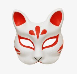 日本狐狸面具日式红白色狐狸面具高清图片