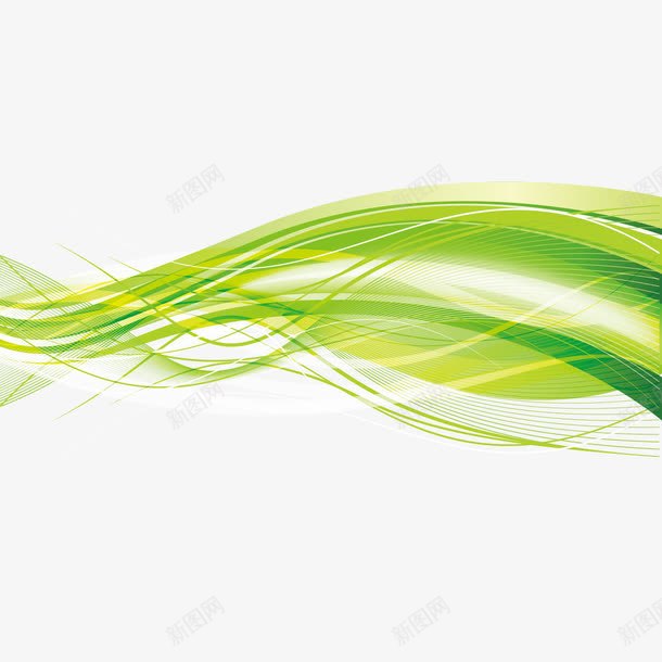 绿色波浪线条png免抠素材_新图网 https://ixintu.com 光线 动感 曲线 波浪 点线面 线条