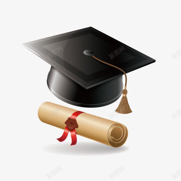 学士帽毕业证书png免抠素材_新图网 https://ixintu.com 大学毕业 学士帽 证书 黑色
