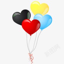 卡通一串心形气球png免抠素材_新图网 https://ixintu.com 一串 卡通 心形 气球