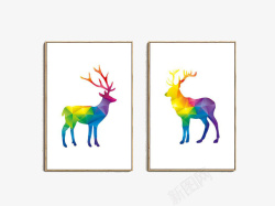 彩色麋鹿家具装饰画素材