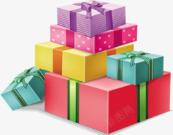 炫彩礼盒一堆彩色包装的礼品高清图片