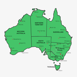 扁平化澳大利亚地图矢量图素材