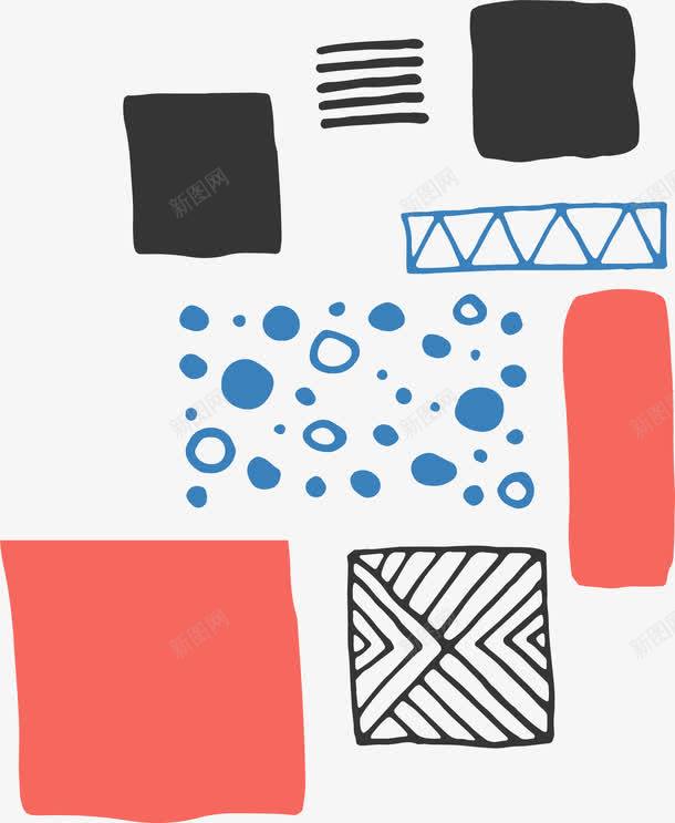 手绘几何线条抽象装饰图案png免抠素材_新图网 https://ixintu.com pop 三角形色块 几何 抽象艺术 方块 潮流 现代几何 色块