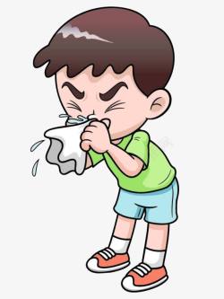 卡通插图病痛发烧卡通插图宝宝发烧流鼻涕高清图片