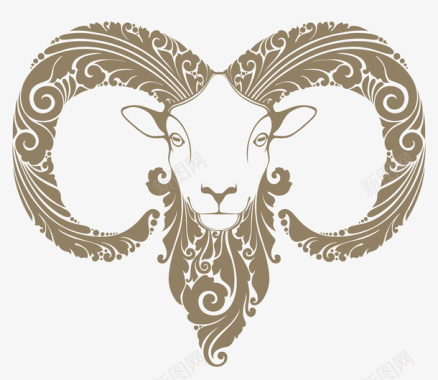 花纹羊头装饰图案矢量图图标图标