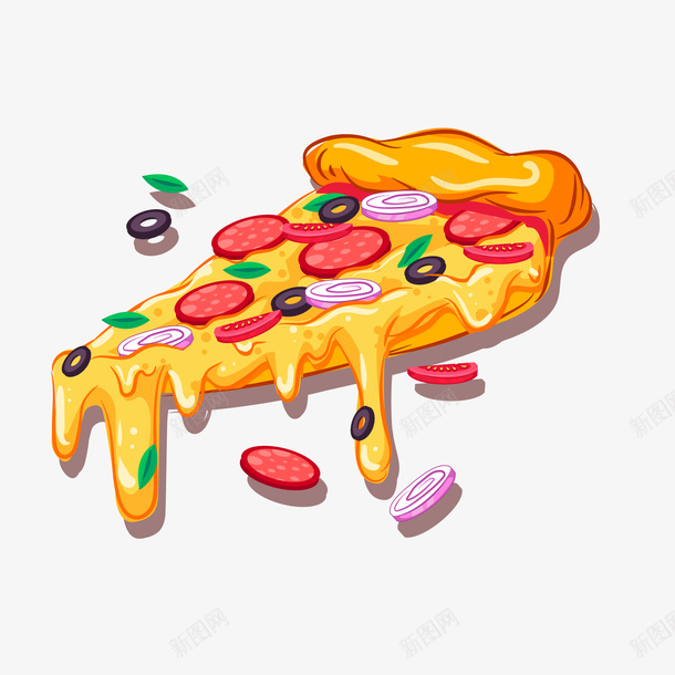 创意流淌奶酪的三角披萨png免抠素材_新图网 https://ixintu.com 517吃货节 三明治 卡通 美食 食物设计