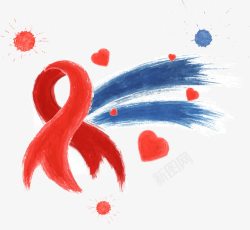 关爱地球健康简约手绘艾滋病红丝带高清图片