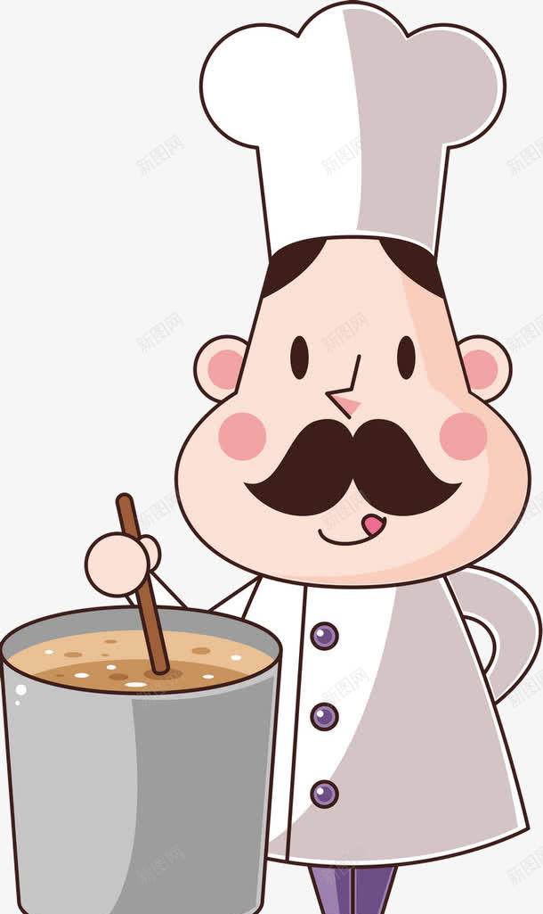 卡通厨师png免抠素材_新图网 https://ixintu.com 卡通 厨子 厨师 手绘服务生 服务生 汤 美食