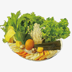 手绘青菜矢量素材新鲜的蔬菜手绘火锅高清图片