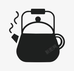 黑色油布袋茶壶图案图标高清图片