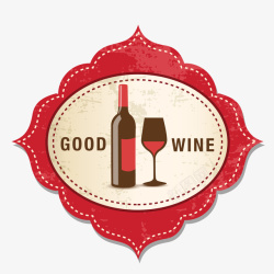 字母酒杯红色圆弧美酒商务标签矢量图高清图片