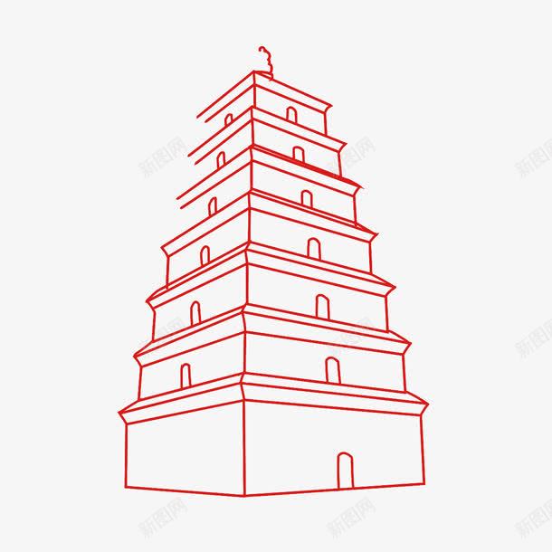 名胜古迹线描png免抠素材_新图网 https://ixintu.com AI 名胜古迹 塔 手绘 旅游 白描 白色 线描 西安 西安手绘免费下载