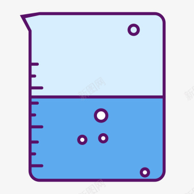 蓝色线条元素蓝色手绘圆角实验烧杯元素矢量图图标图标