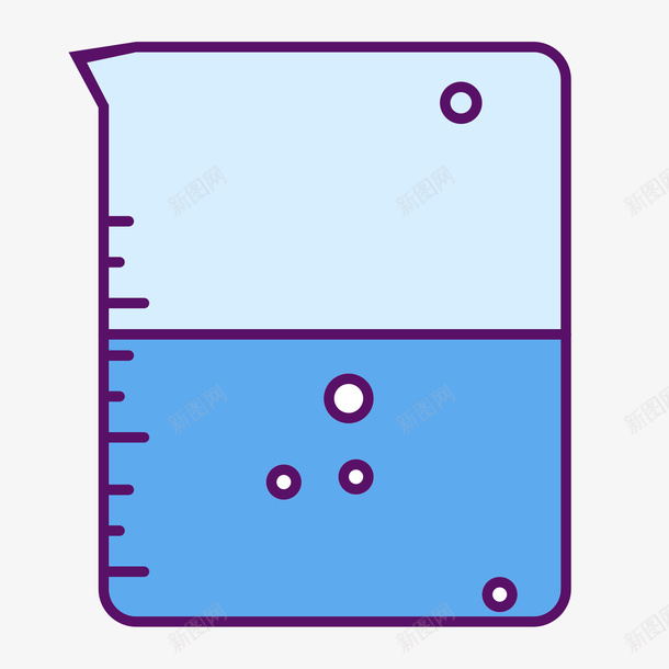蓝色手绘圆角实验烧杯元素矢量图图标eps_新图网 https://ixintu.com 卡通图标 圆角 扁平化 手绘 气泡 烧杯 蓝色 矢量图