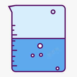 圆角图标免抠素材蓝色手绘圆角实验烧杯元素矢量图图标高清图片