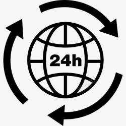 地球的符号24个小时的地球电网符号箭头环绕图标高清图片