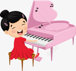 紫色钢琴正在弹钢琴的女孩高清图片