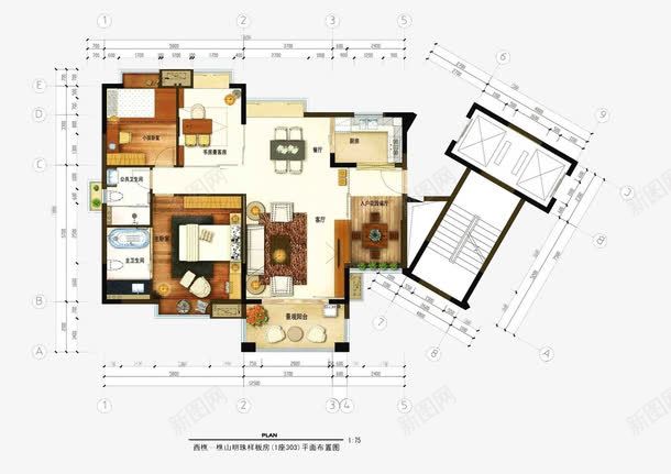 家居户型平面图png免抠素材_新图网 https://ixintu.com 别墅设计效果图 坏境布置 平面布置图 彩色平面图 户型图 房屋平面图 样板房