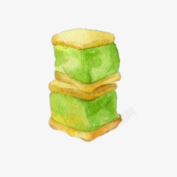 绿色夹心绿豆糕手绘画片高清图片